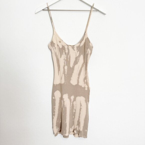 Tie Dye Bodycon Thin Strap Stretch Ribbed V-Nexk Mini Dress Summer Casual Large - Picture 1 of 5